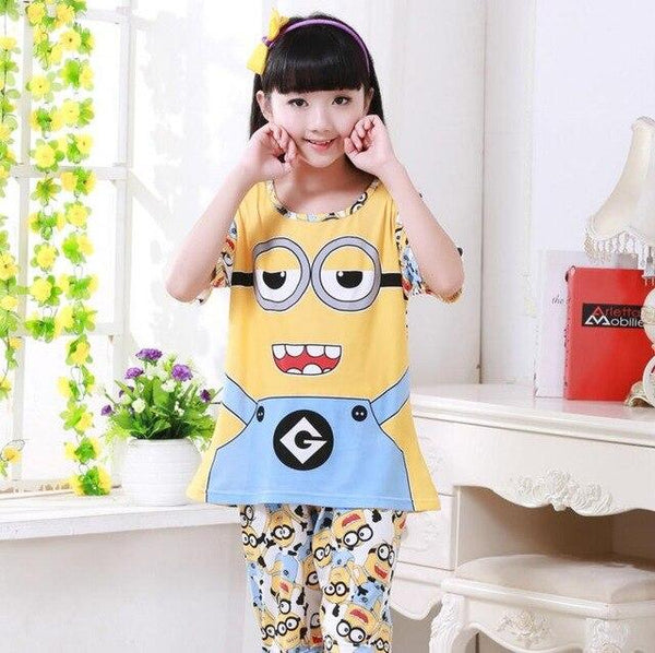 Summer Boys Pajamas Sets Short Sleeve Cartoon Children Sleepwear Character Knitted Teenagers Pajama Sleepwear For Girls Kids