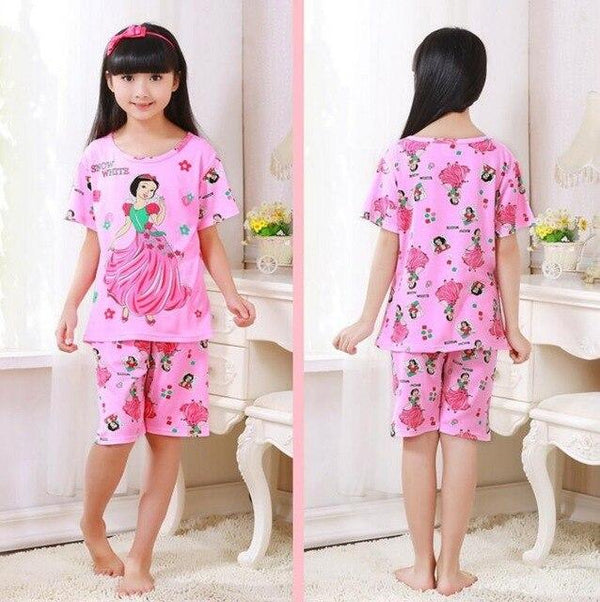 Summer Boys Pajamas Sets Short Sleeve Cartoon Children Sleepwear Character Knitted Teenagers Pajama Sleepwear For Girls Kids