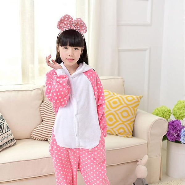 Flannel Kigurumi Children Pajamas Set Winter Hooded Animal Unicorn Pikachu Stitch Kids Pajamas For Boys Girls Sleepwear Onesies
