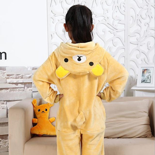 Flannel Kigurumi Children Pajamas Set Winter Hooded Animal Unicorn Pikachu Stitch Kids Pajamas For Boys Girls Sleepwear Onesies