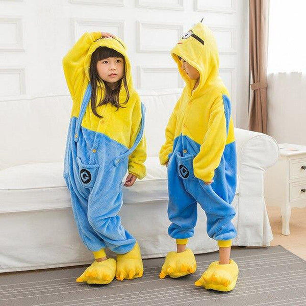 Flannel Kigurumi Children Pajamas Set Winter Hooded Animal Unicorn Pikachu Stitch Kids Pajamas For Boys Girls Sleepwear Onesies