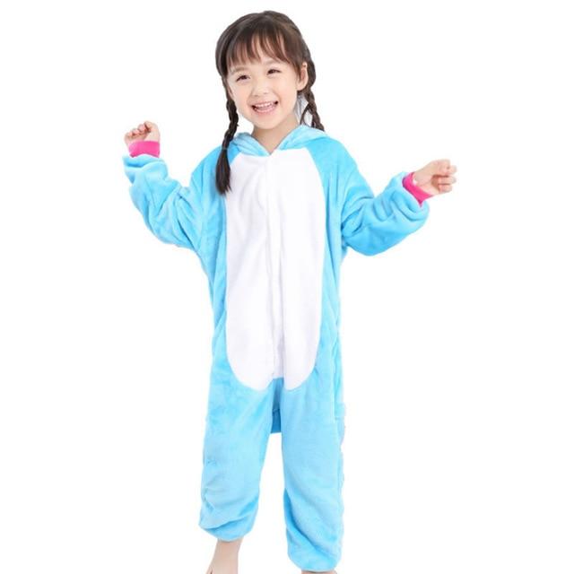 Flannel Kigurumi Children Pajamas Set Winter Hooded Animal Unicorn Pikachu Stitch Kids Pajamas For Boys Girls Sleepwear Onesies