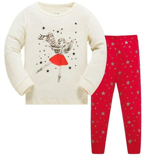 Kids Cartoon Cotton Pajamas Boys Casual Pajamas Sets Girls Long Blouses+Trousers 2-Piece Home Sleepwear Sets For Spring Autumn