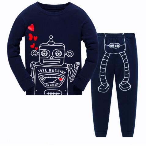Children Casual Pajamas Clothing Set Boys & Girls Cartoon Sleepwear Suit Sets Kids Long-sleeved+Pant 2-Piece Cotton Pajamas Sets