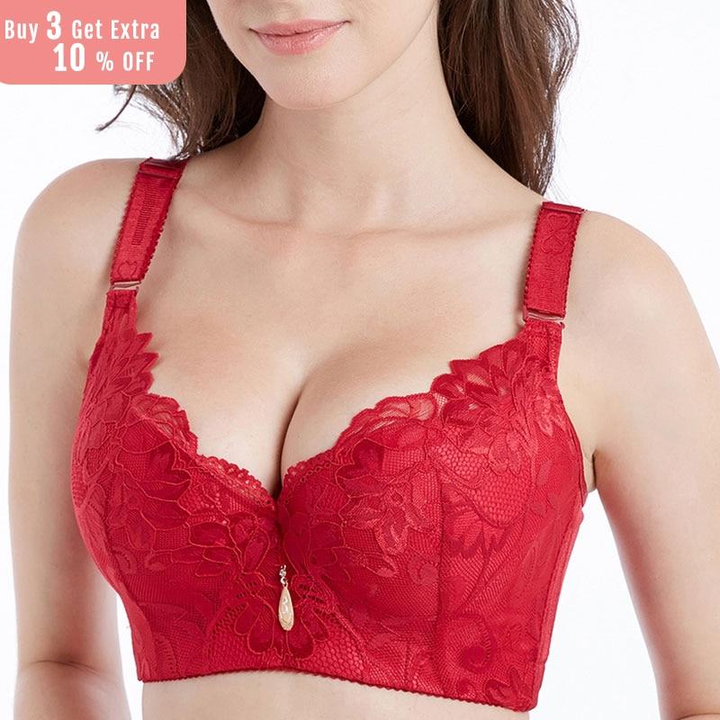 FallSweet Women Bras Push Up Lace Bra Sexy Plus Size Brassiere Comfort Underwear Female