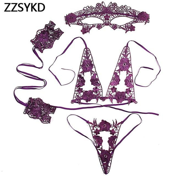 Sexy Underwear Women Push Up Bra Lace Bandage Bra Transparent Sexy Panties Bralette Open Crotch Bras For Women Sujetador Mujer
