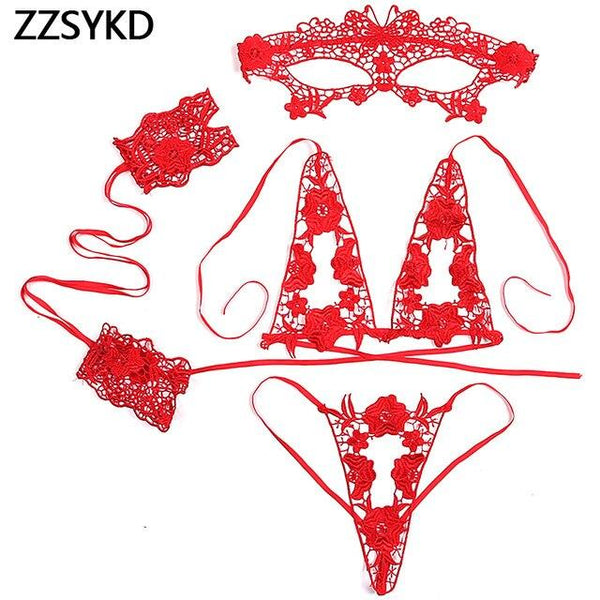 Sexy Underwear Women Push Up Bra Lace Bandage Bra Transparent Sexy Panties Bralette Open Crotch Bras For Women Sujetador Mujer