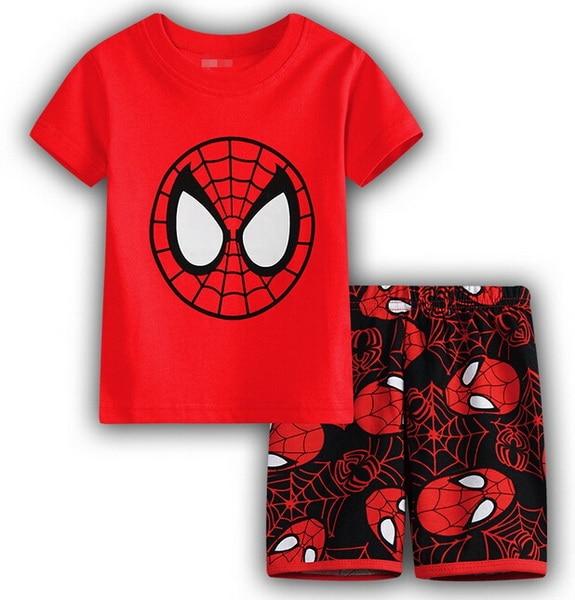 TOP QUAITY NEW Arrive Summer Baby Kids Boys RED T-shirt and Shorts 2pcs Clothes Set Home Wear Pajamas Sleepwear Suit