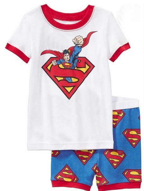 TOP QUAITY NEW Arrive Summer Baby Kids Boys RED T-shirt and Shorts 2pcs Clothes Set Home Wear Pajamas Sleepwear Suit