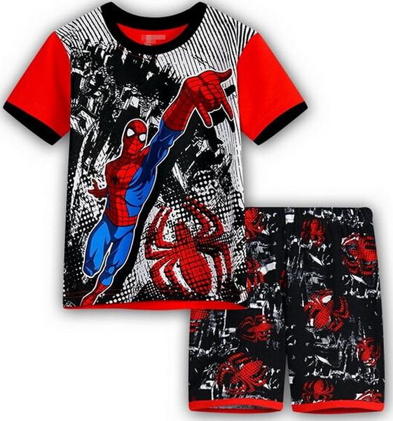 TOP QUAITY NEW Arrive Summer Baby Kids Boys RED T-shirt and Shorts 2pcs Clothes Set Home Wear Pajamas Sleepwear Suit