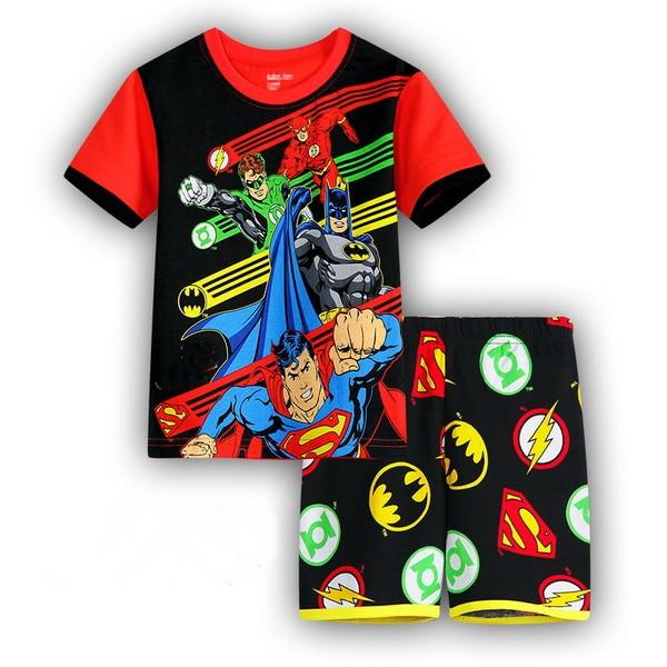 TOP QUAITY NEW Arrive Summer Baby Kids Boys RED T-shirt and Shorts 2pcs Clothes Set Home Wear Pajamas Sleepwear Suit