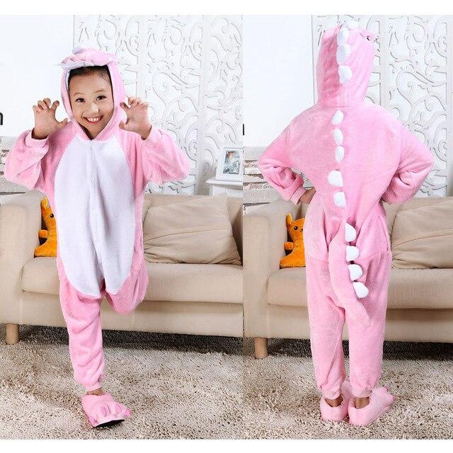 Stitch Children's Pajamas Cartoon Kigurumi Unicorn Boys Girls Animal Dinosaur Kids Onesies Fannel Pajama for 4 6 8 10 12 Years