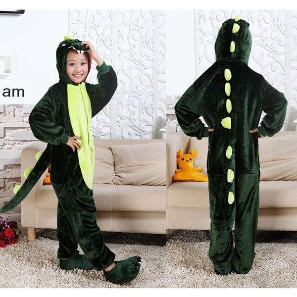 Stitch Children's Pajamas Cartoon Kigurumi Unicorn Boys Girls Animal Dinosaur Kids Onesies Fannel Pajama for 4 6 8 10 12 Years