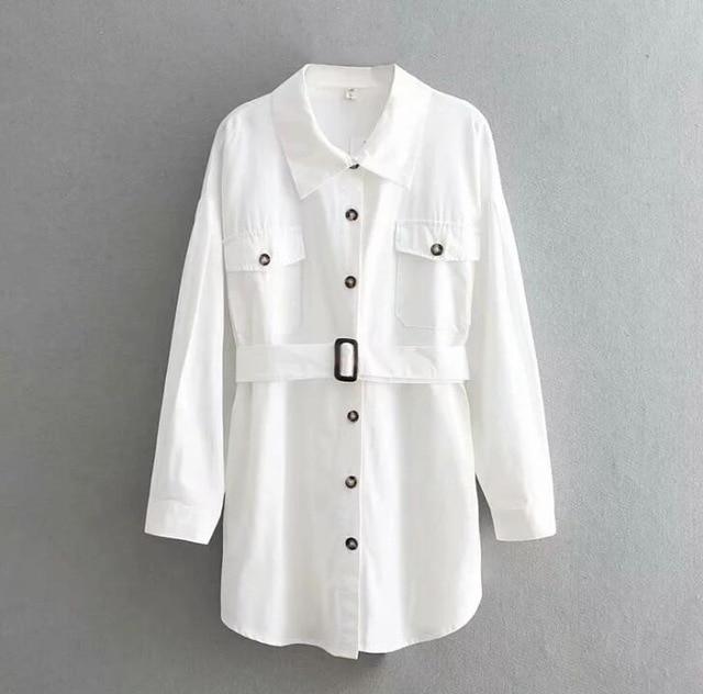 Women Long Shirt 2019 Spring Summer Cotton Shirts Solid Color Boyfriend Style Tops High Street Fashion