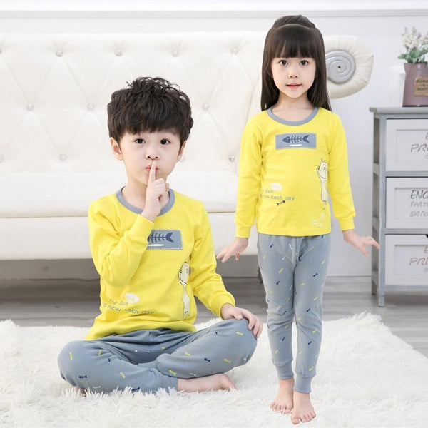 2-13T Children's Cartoon Pajamas Set Cotton Sleepwear For Kids Winter Boys Girls Pyjamas Baby Clothes Cute Pijamas Home Clothing