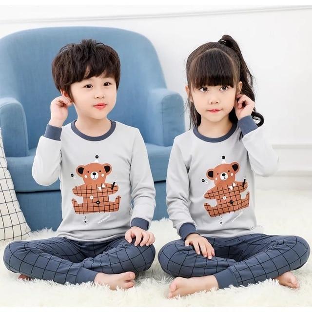2-13T Children's Cartoon Pajamas Set Cotton Sleepwear For Kids Winter Boys Girls Pyjamas Baby Clothes Cute Pijamas Home Clothing