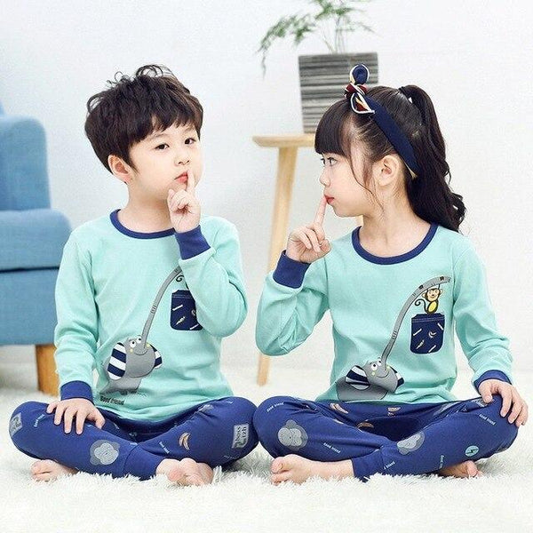 2-13T Children's Cartoon Pajamas Set Cotton Sleepwear For Kids Winter Boys Girls Pyjamas Baby Clothes Cute Pijamas Home Clothing