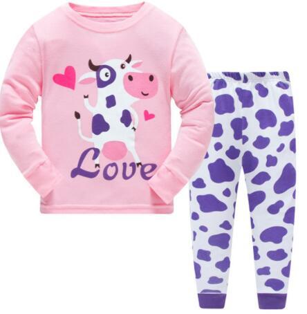 2019 Children Cartoon Pajamas Clothing Sets Girls Casual long-sleeved Blouse+pant two-piece Suit Set Boys Kids Sleepwear Sets