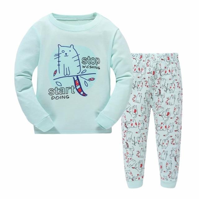 2019 Children Cartoon Pajamas Clothing Sets Girls Casual long-sleeved Blouse+pant two-piece Suit Set Boys Kids Sleepwear Sets