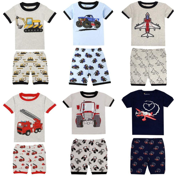 12 colors boys summer pajamas sets children excavator printing pajamas rooter pyjamas kids pijamas infantil roupas infantis meni