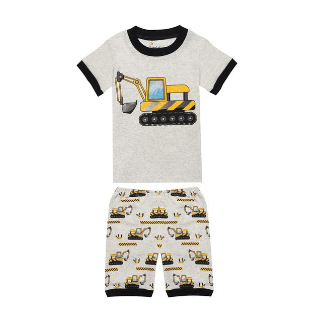 12 colors boys summer pajamas sets children excavator printing pajamas rooter pyjamas kids pijamas infantil roupas infantis meni