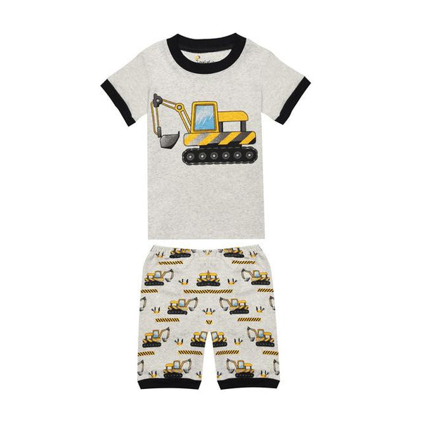 12 colors boys summer pajamas sets children excavator printing pajamas rooter pyjamas kids pijamas infantil roupas infantis meni