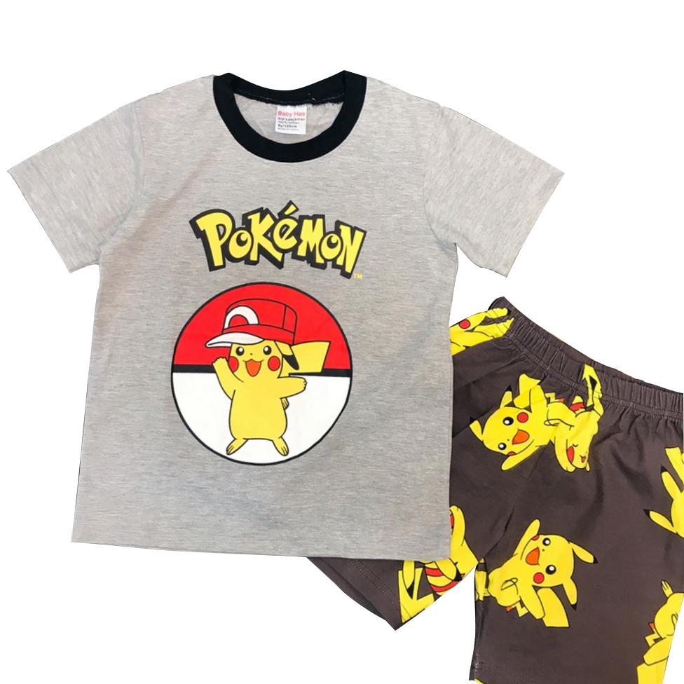 Baby Boys Girls Pikachu Pajamas Gray Cotton Summer Clothing 2019 Kids Pokemon Nightwear Sleepwear Pijamas for 2 3 4 5 6 7 Years