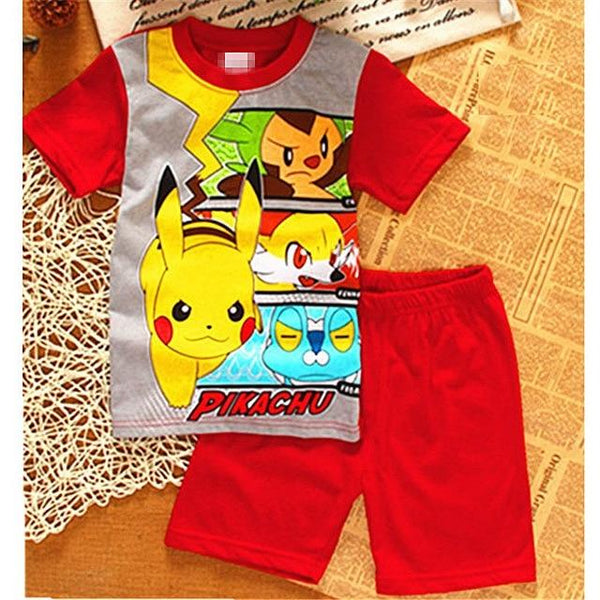 Baby Boys Girls Pikachu Pajamas Gray Cotton Summer Clothing 2019 Kids Pokemon Nightwear Sleepwear Pijamas for 2 3 4 5 6 7 Years