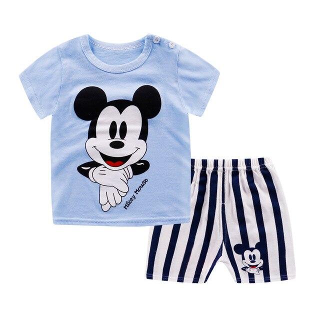 2019 New cotton Kids Boys Girls Clothes Baby Pajamas  Short Sleeved Clothing Set children Cartoon set Children's  home Sleepwear