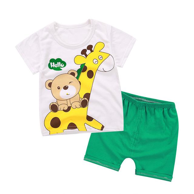 2019 New cotton Kids Boys Girls Clothes Baby Pajamas  Short Sleeved Clothing Set children Cartoon set Children's  home Sleepwear