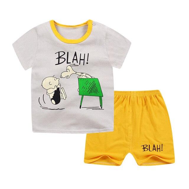 2019 New cotton Kids Boys Girls Clothes Baby Pajamas  Short Sleeved Clothing Set children Cartoon set Children's  home Sleepwear