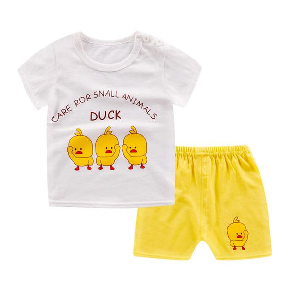 2019 New cotton Kids Boys Girls Clothes Baby Pajamas  Short Sleeved Clothing Set children Cartoon set Children's  home Sleepwear