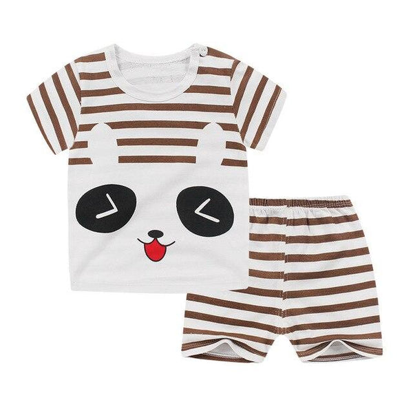 2019 New cotton Kids Boys Girls Clothes Baby Pajamas  Short Sleeved Clothing Set children Cartoon set Children's  home Sleepwear