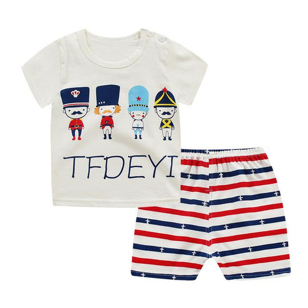 2019 New cotton Kids Boys Girls Clothes Baby Pajamas  Short Sleeved Clothing Set children Cartoon set Children's  home Sleepwear