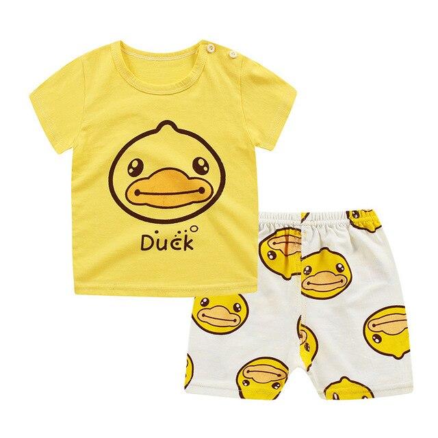 2019 New cotton Kids Boys Girls Clothes Baby Pajamas  Short Sleeved Clothing Set children Cartoon set Children's  home Sleepwear