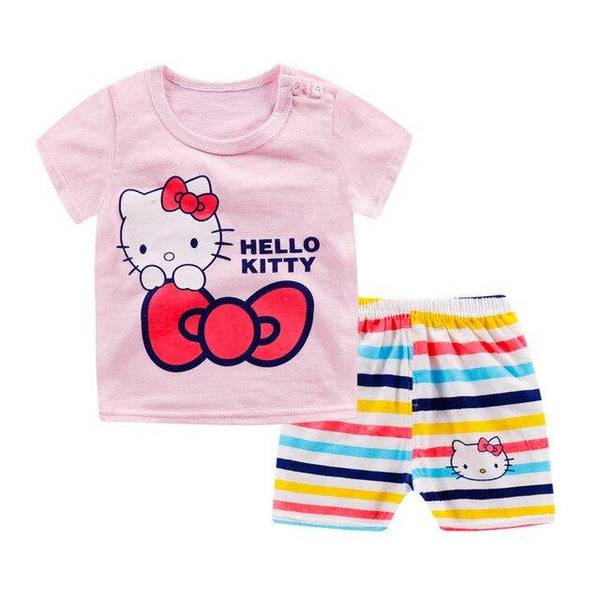 2019 New cotton Kids Boys Girls Clothes Baby Pajamas  Short Sleeved Clothing Set children Cartoon set Children's  home Sleepwear
