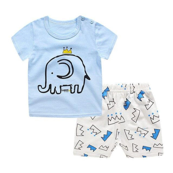 2019 New cotton Kids Boys Girls Clothes Baby Pajamas  Short Sleeved Clothing Set children Cartoon set Children's  home Sleepwear