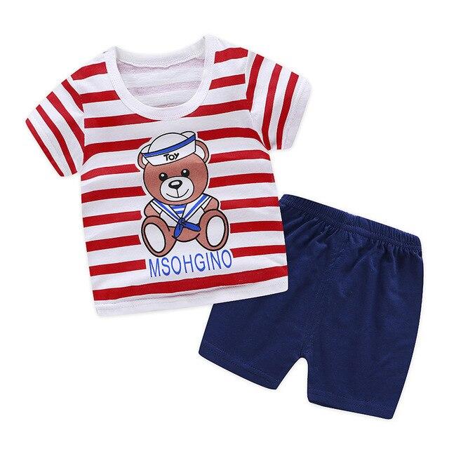 2019 New cotton Kids Boys Girls Clothes Baby Pajamas  Short Sleeved Clothing Set children Cartoon set Children's  home Sleepwear