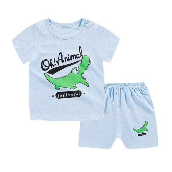 2019 New cotton Kids Boys Girls Clothes Baby Pajamas  Short Sleeved Clothing Set children Cartoon set Children's  home Sleepwear