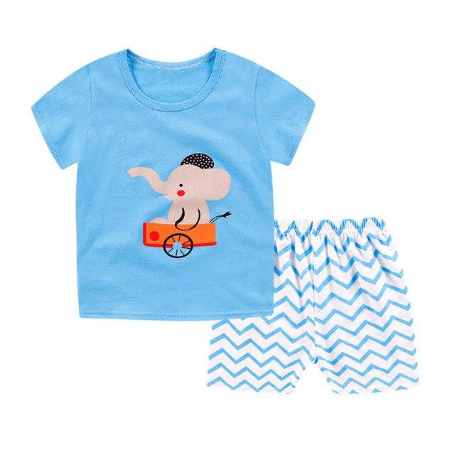 2019 New cotton Kids Boys Girls Clothes Baby Pajamas  Short Sleeved Clothing Set children Cartoon set Children's  home Sleepwear