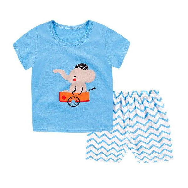 2019 New cotton Kids Boys Girls Clothes Baby Pajamas  Short Sleeved Clothing Set children Cartoon set Children's  home Sleepwear