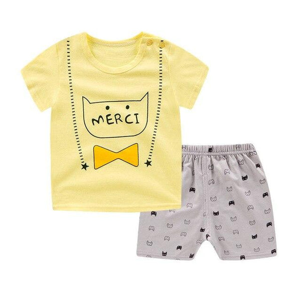 2019 New cotton Kids Boys Girls Clothes Baby Pajamas  Short Sleeved Clothing Set children Cartoon set Children's  home Sleepwear