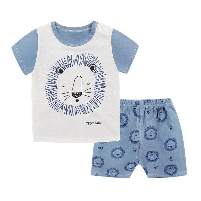 2019 New cotton Kids Boys Girls Clothes Baby Pajamas  Short Sleeved Clothing Set children Cartoon set Children's  home Sleepwear