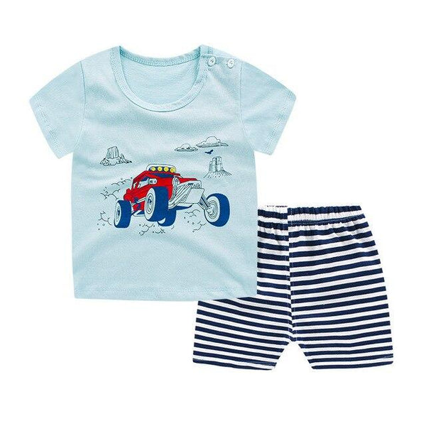 2019 New cotton Kids Boys Girls Clothes Baby Pajamas  Short Sleeved Clothing Set children Cartoon set Children's  home Sleepwear