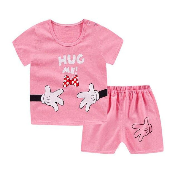 2019 New cotton Kids Boys Girls Clothes Baby Pajamas  Short Sleeved Clothing Set children Cartoon set Children's  home Sleepwear