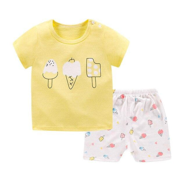 2019 New cotton Kids Boys Girls Clothes Baby Pajamas  Short Sleeved Clothing Set children Cartoon set Children's  home Sleepwear