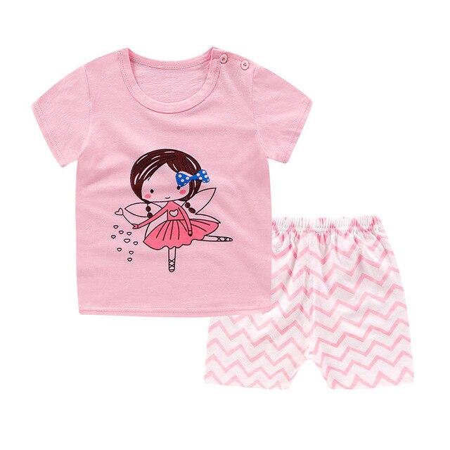 2019 New cotton Kids Boys Girls Clothes Baby Pajamas  Short Sleeved Clothing Set children Cartoon set Children's  home Sleepwear