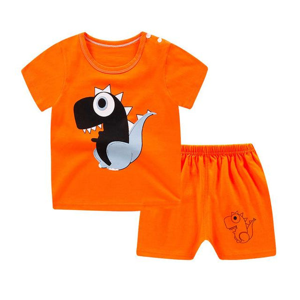 2019 New cotton Kids Boys Girls Clothes Baby Pajamas  Short Sleeved Clothing Set children Cartoon set Children's  home Sleepwear