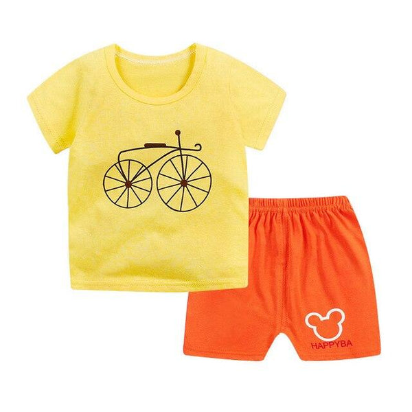 2019 New cotton Kids Boys Girls Clothes Baby Pajamas  Short Sleeved Clothing Set children Cartoon set Children's  home Sleepwear
