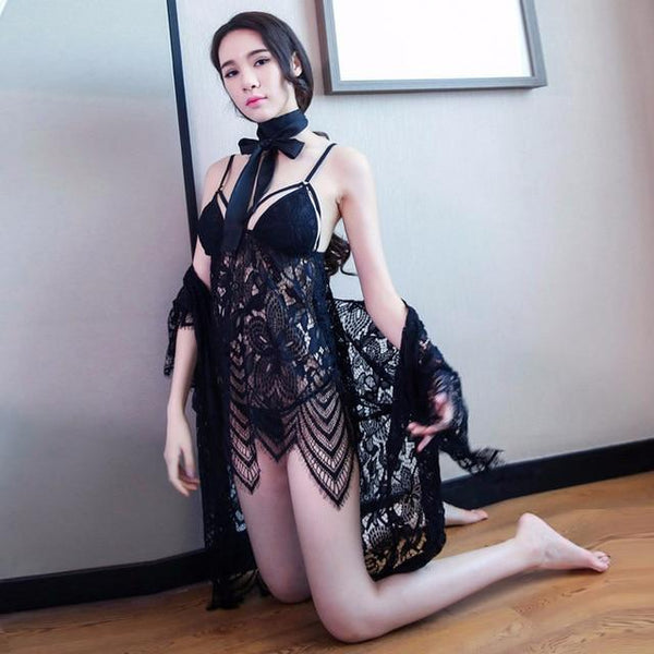 Sexy Night Dress Sleeveless With G-String Nighties V-neck Nightgown Solid Lady Nightdress Lace Night Gown Sleepwear For Women